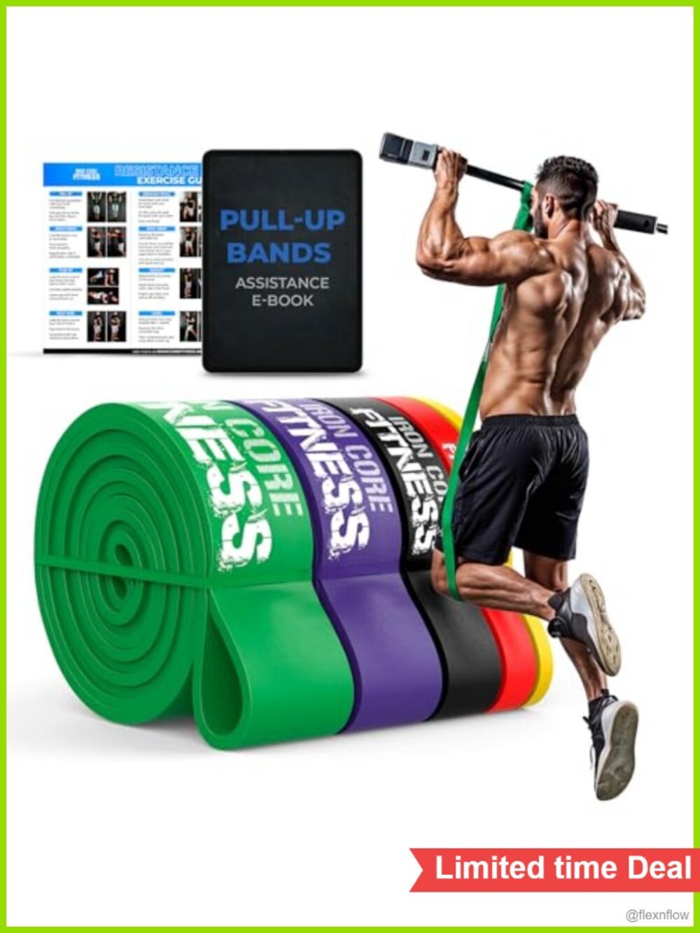 Resistance Bands Set 5 Pack Pull Up Assist Natural Latex Strength Training